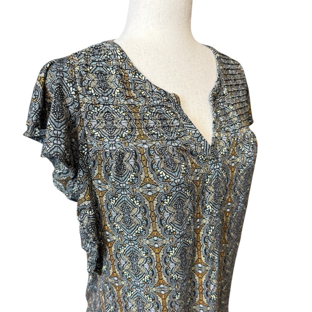 Anthropologie Meadow Rue Marion Pleated Top XS Flutter Sleeves #1651 - Picture 4 of 8
